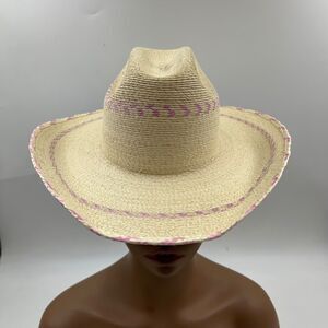 cavenders hat collection infant size ivory & pink straw cowboy hat NWOT